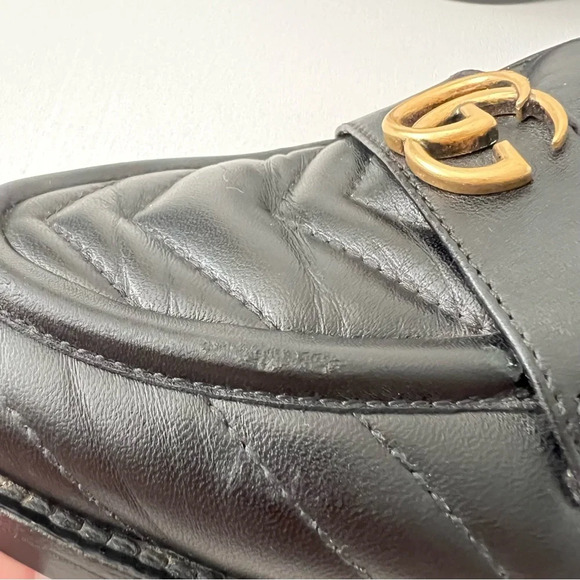 GUCCI | Marmont GG Black Quilted Chevron Leather Matelasse Slip On Loafer US 7 - Picture 10 of 15